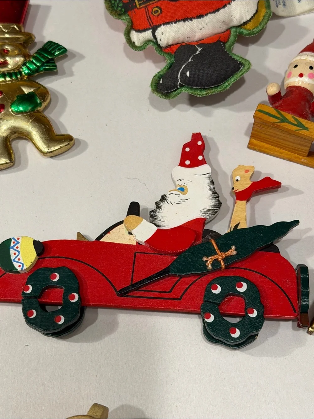 Vintage Christmas Kids Toy Ornament Set - Green, Red, Gold, White lot